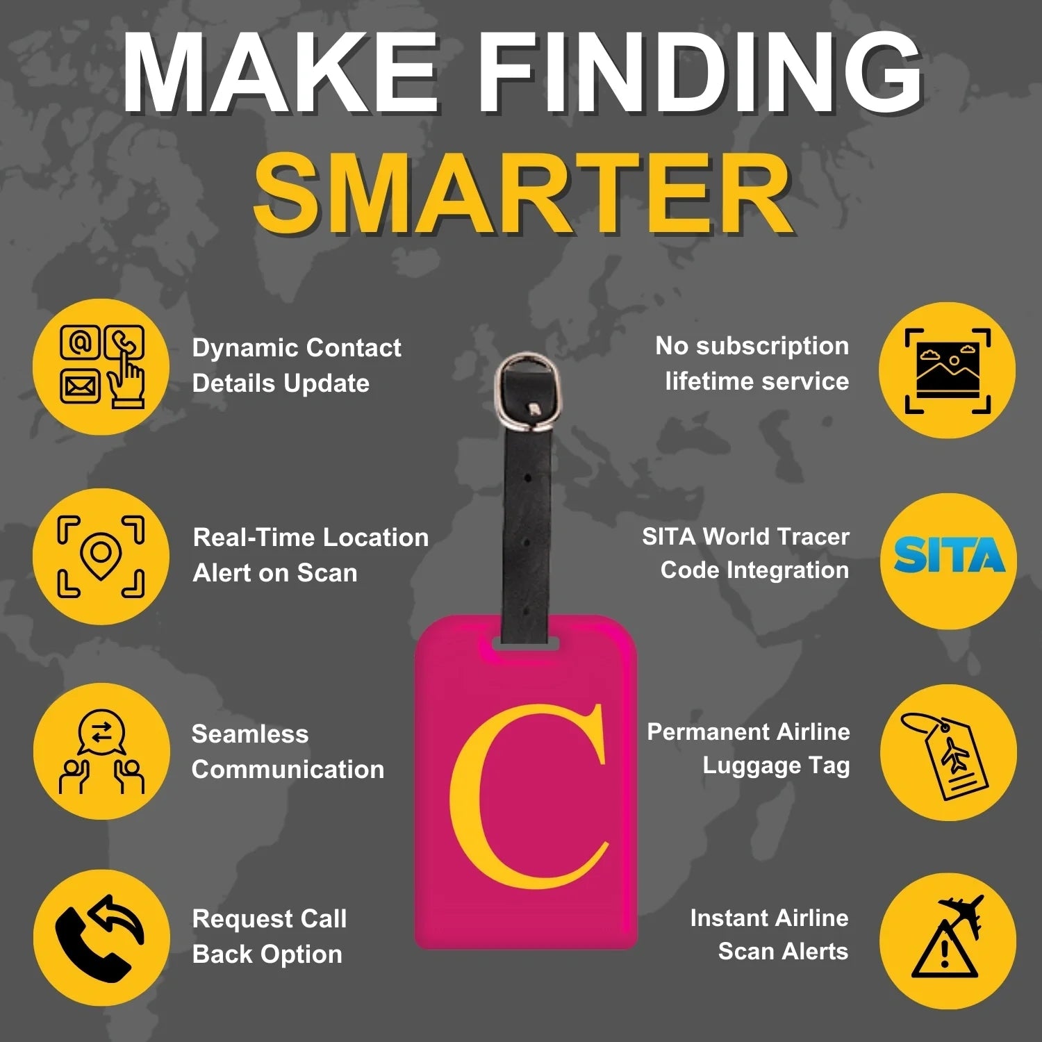 Initials Bag tag C [pack 2]